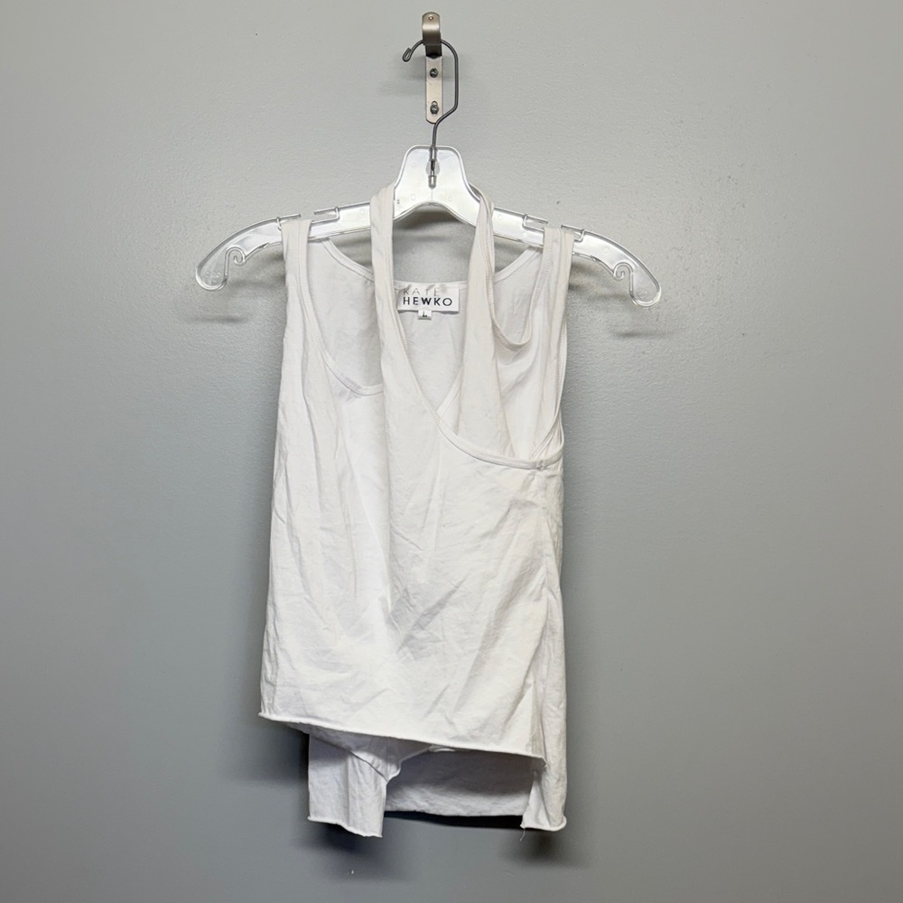 Kate Hewko White Layered Twist Halter Top